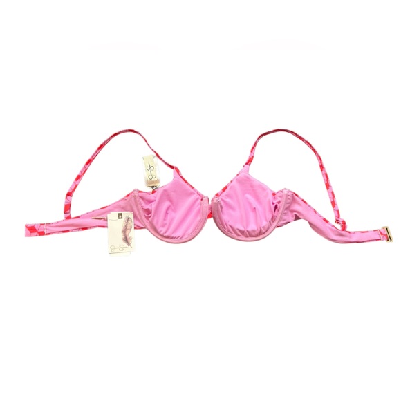 JESSICA SIMPSON women’s pink geometric shapes underwire bikini swim top sz L NWT - Picture 6 of 7
